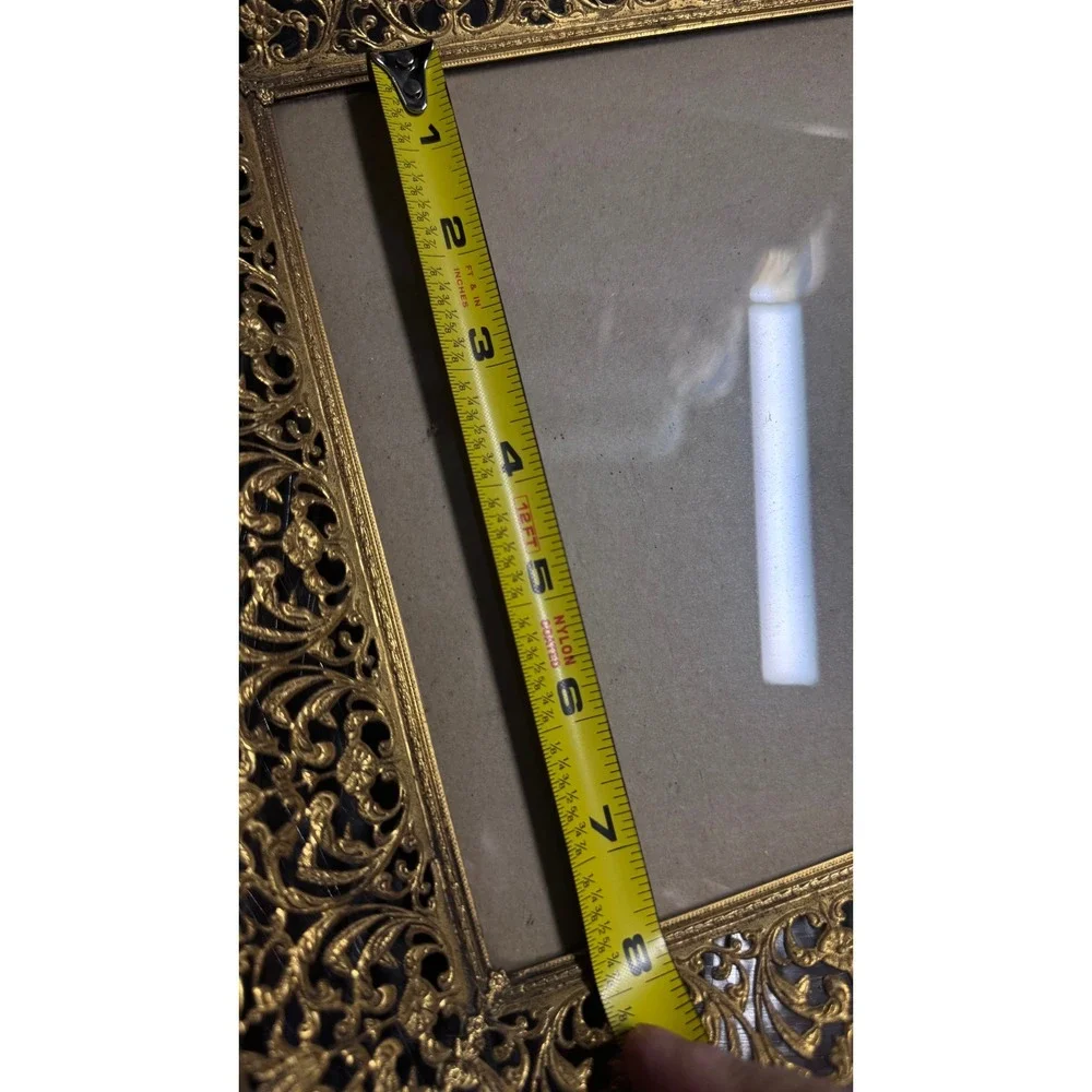 Vintage Ornate Brass Filigree Picture Frame Gold Tone Hollywood Regency 8x10